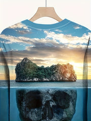 Skull Stone 3D Print Men's Long Sleeve Tee - Autumn Fashion