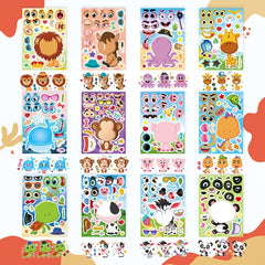 Animal Mix and Match DIY Face Stickers Single Use Rectangle Shape