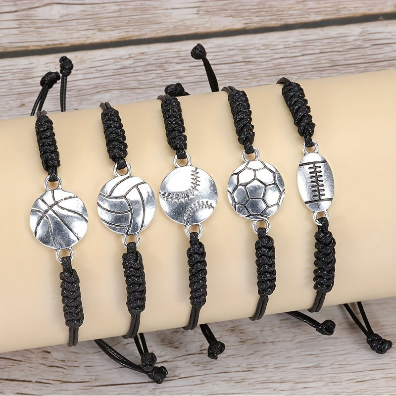 Adjustable Charm Alloy Bracelet Baseball Football Basketball Volleyball