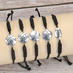 Adjustable Charm Alloy Bracelet Baseball Football Basketball Volleyball
