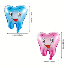 2pcs Smile Teeth Balloon Set Pink Aluminum Film Love Teeth Oral Clinic Party Dec