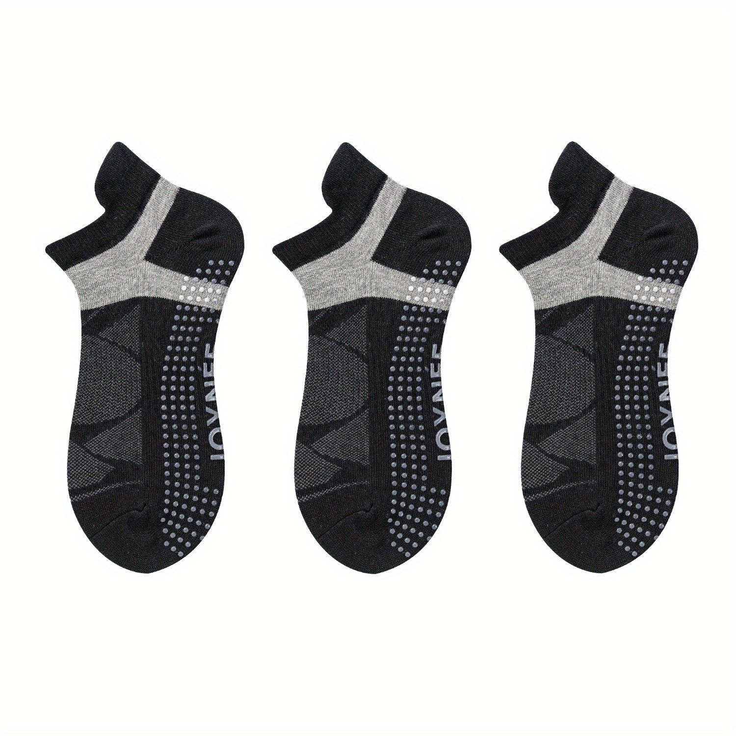 3 Pairs Colorblock Sports Socks Breathable Lightweight Silicone Non slip Socks