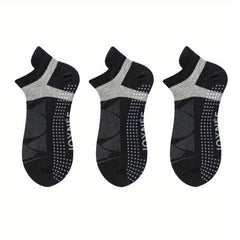 3 Pairs Colorblock Sports Socks Breathable Lightweight Silicone Non slip Socks