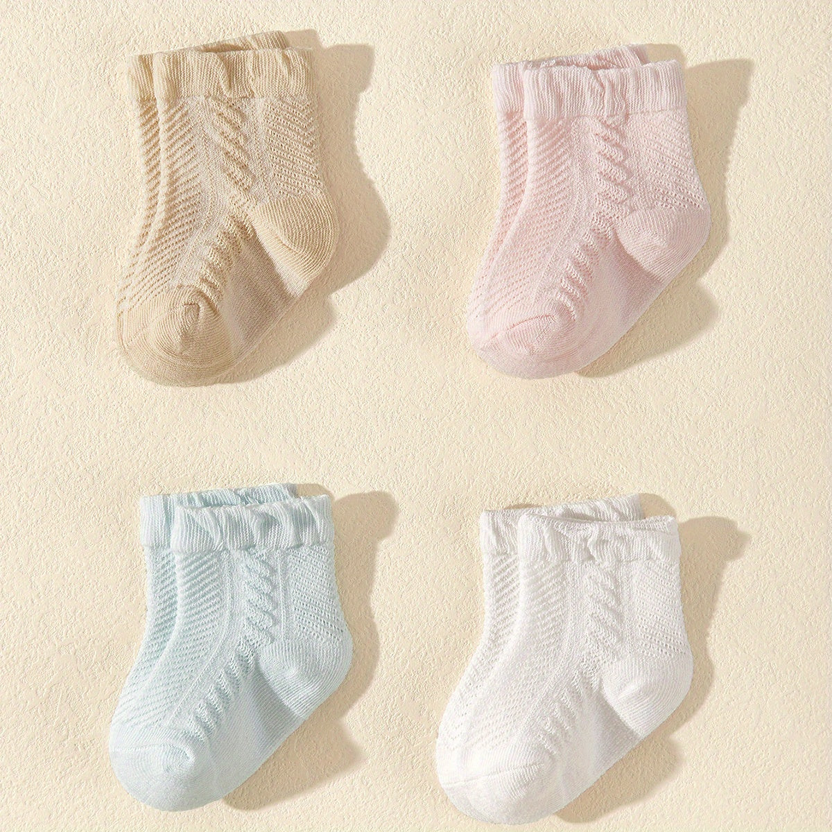 4 Pairs Casual Knit Socks for Baby Girls