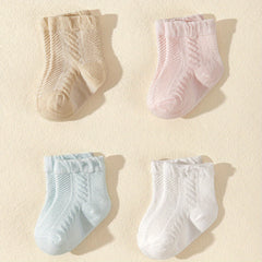 4 Pairs Casual Knit Socks for Baby Girls