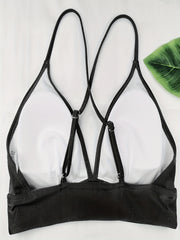 Criss Cross Back Bikini Top Wide Band Trim Triangle Beach Top