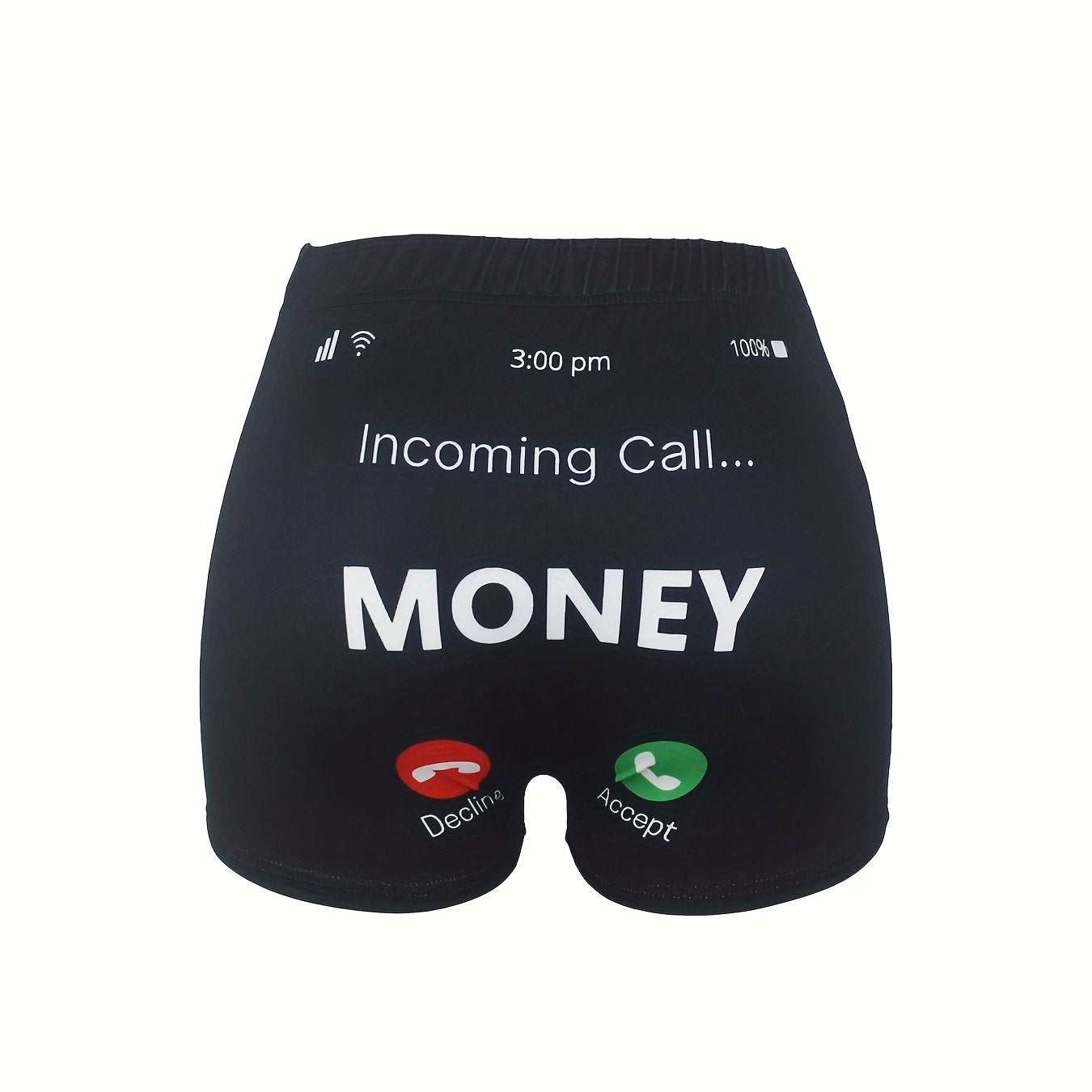 Skinny Shorts Money Graphic Print Casual Shorts Women's Clothing
