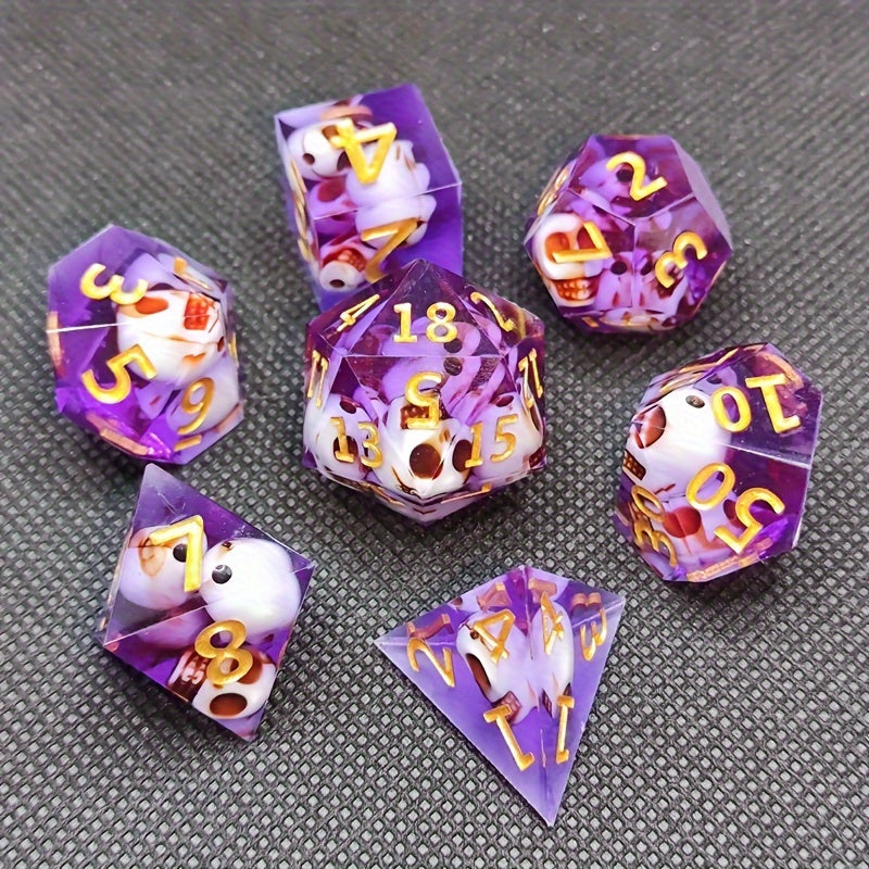7pcs Halloween Resin Polyhedral Pointed Dices for Roleplaying and Board Games