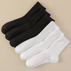6 Pairs Comfy Mid Tube Solid Socks Women's Stockings & Hosiery