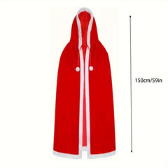 Christmas Santa Claus Hooded Cloak Mrs Santa Claus Velvet Hooded Cape Costume