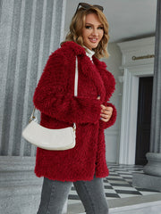 Fluffy Teddy Coat Open Front Casual Outerwear