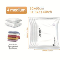 4pcs Vacuum Compression Storage Bags Space Saving Organizer