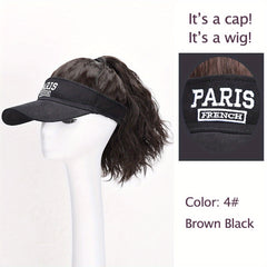 Women's Ponytail Wig Cap with Letter Embroidery Baseball Hat