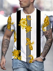 Paisley Pattern T shirt Men's Casual Street Style Stretch Tee Shirt For Summer