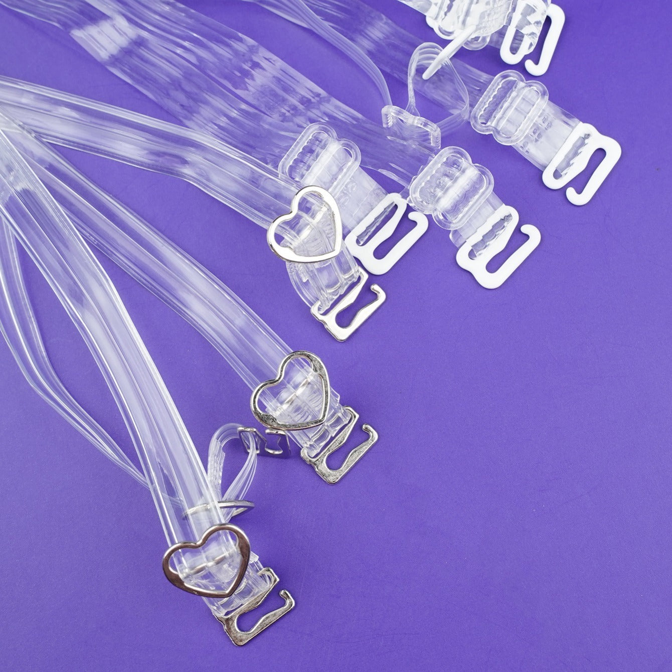 Women's Bra Straps Bundle: Invisible Transparent and Heart & Wavy Shoulder Strap