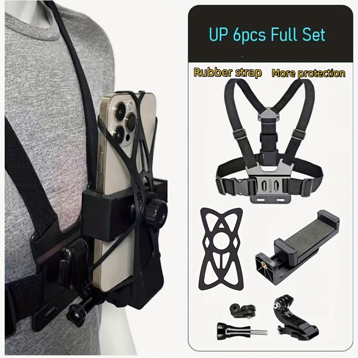 Mobile Phone Chest Strap Mount for POV Vlogging - GoPro Compatible