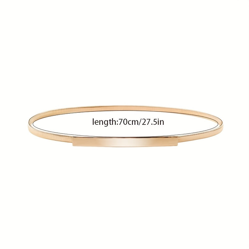 Boho Metal Buckleless Elastic Belt Women Thin Waist Belts