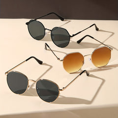 3 Pairs Round Metal Sunglasses UV400 Sun Shades