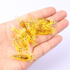 10pc Shrimp Lure Set for Bass Fishing with Simulation Soft Prawn Bait and Hooks