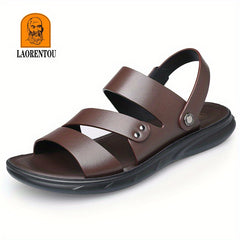 Men's Leather Non Slip Sandals Quick Drying Comfy Beach Shoes
