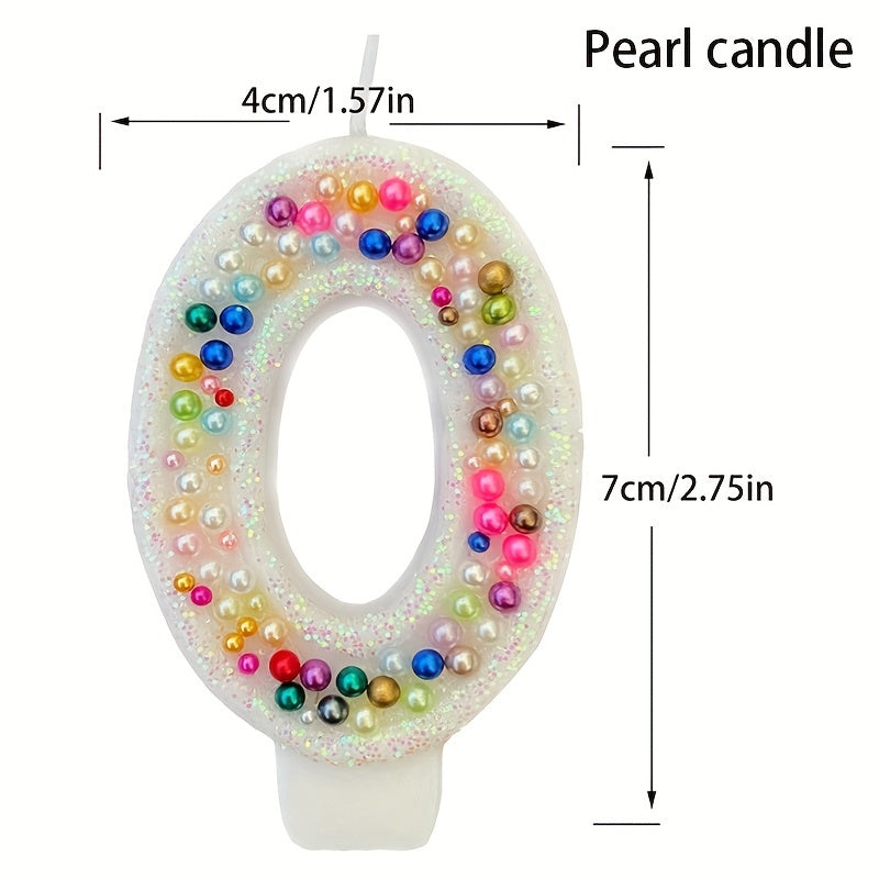 1pc Pearl Sequin Number Candle Party Supplies Birthday Cake Cupcake Holiday