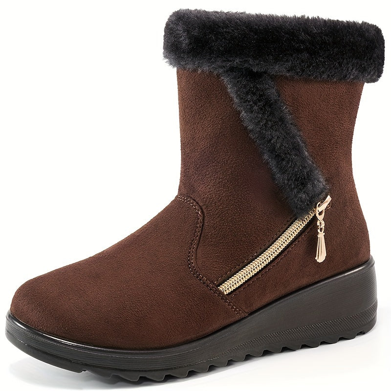 Non Slip Side Zip Snow Boots Thermal Winter Warm Mid Calf Boots