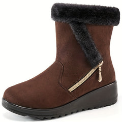 Non Slip Side Zip Snow Boots Thermal Winter Warm Mid Calf Boots