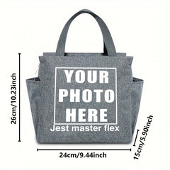 Photo Pattern Insulated Lunch Bag Thick Cooler Box Canvas Tote Food Storage Bag