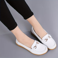 Women's Buckle Decor Flat Loafers Comfy Slip On Walking Shoes