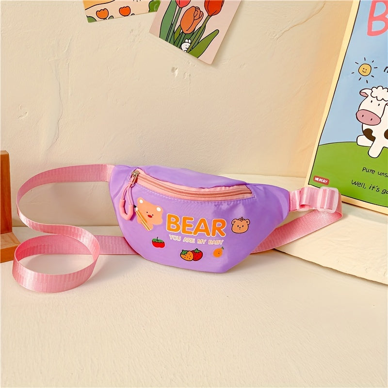 Cartoon Bear Graphic Zipper Chest Bag Waist Bag