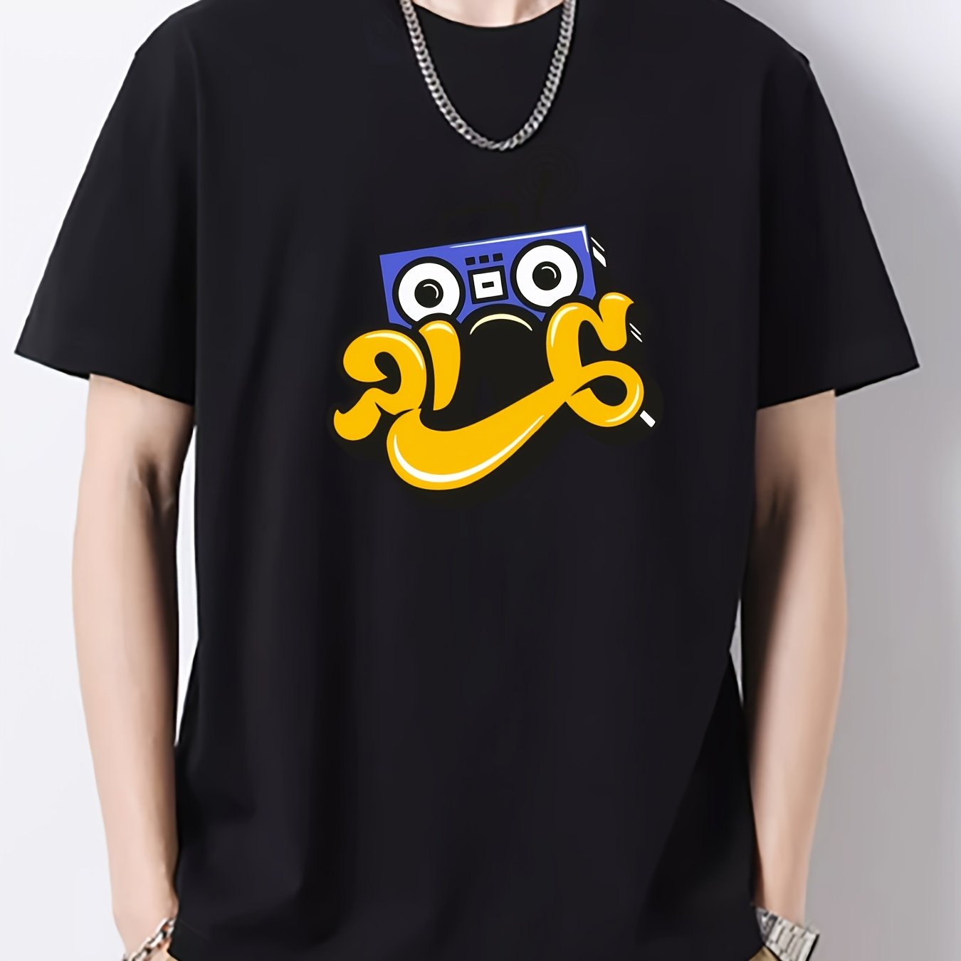 Men's Radio Pattern Crew Neck T-Shirt