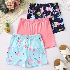 3pcs Little Girls' Cartoon Print Safety Set Pink Navy Set