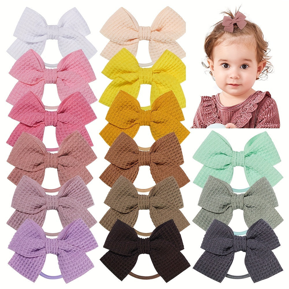 15pcs Plain Bow Hair Ties For Girls Hair Bands Kids Accessories