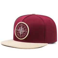 Compass Embroidery Snapback Hat Hip Hop Block Baseball Cap