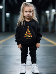 Girls 2pcs Hoodie Jogger Pants Set for Christmas, Sports, Spring and Fall