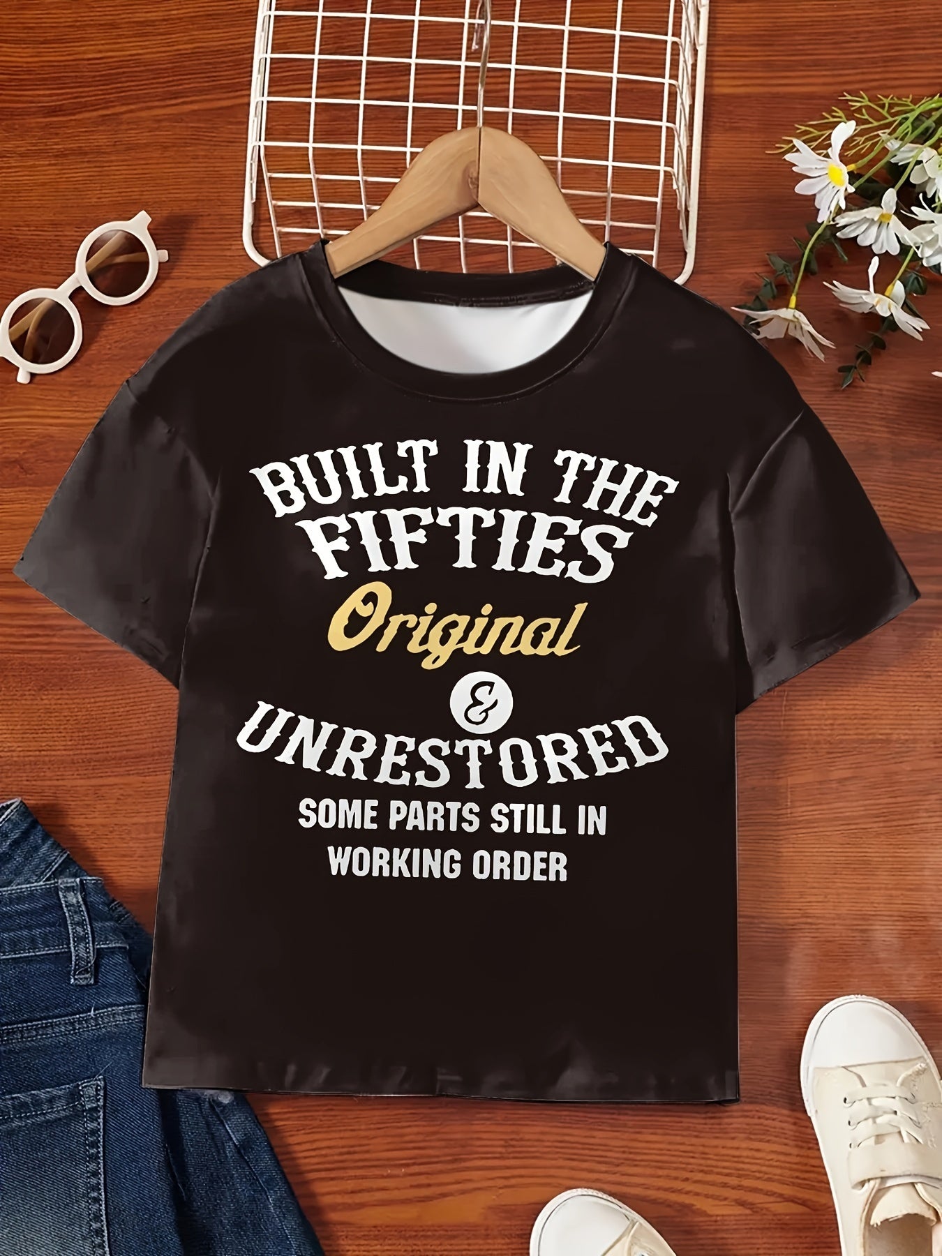 50s Print Short Sleeve T-shirt for Girls