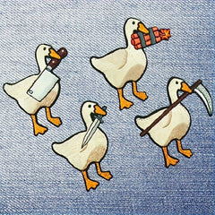 4pcs Funny Animal Embroidered Patches Goose Morale Hook And Loop