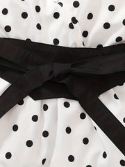 Polka Dot Print Puff Sleeve Dress for Baby Girls