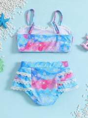 Girls' Fish Scale Bikinis 2pcs Swimsuits for Pool & Beach