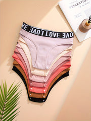 7pcs Letter Print Briefs Ribbed Intimates Panties