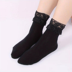 Lace Trim Socks Mid Tube Women's Stockings Hosiery