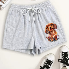 Women's Plus Dog Print Drawstring Pajama Shorts