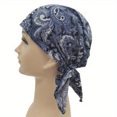 Vintage Paisley Print Turban Cap Women Head Wrap Elastic Hijab Beanie