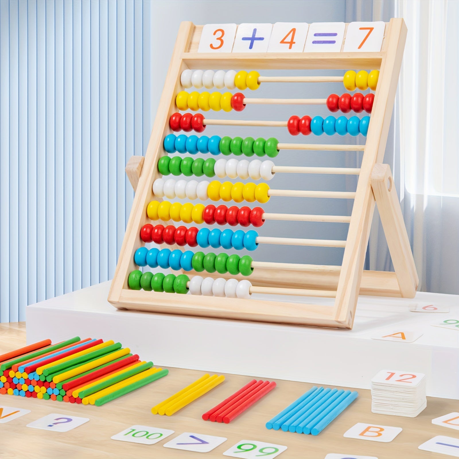 Wooden Computing Frame with Numbered Pegs