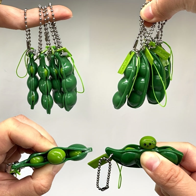 Squeeze Bean Keychain Decompression Toy Creative Keyring Pendant