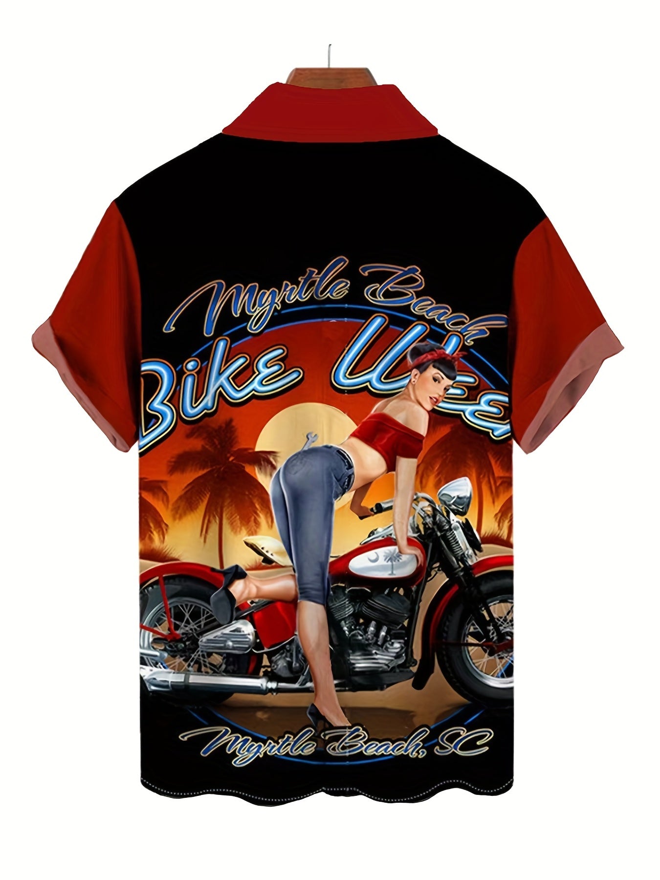 Men's Retro Print Camp Collar Bowling Shirt