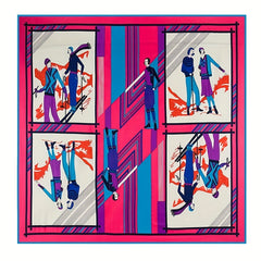 54cm Portrait Pattern Square Scarf Mature Silk Feeling Soft Shawl