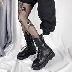 Skull Fishnet Tights Halloween High Waist Pantyhose