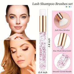 20 Glitter Crystal Lash Shampoo Brushes with Container