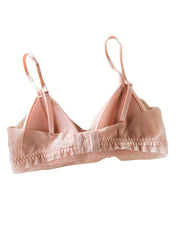 Contrast Mesh Wireless Push Up Bra Women's Lingerie